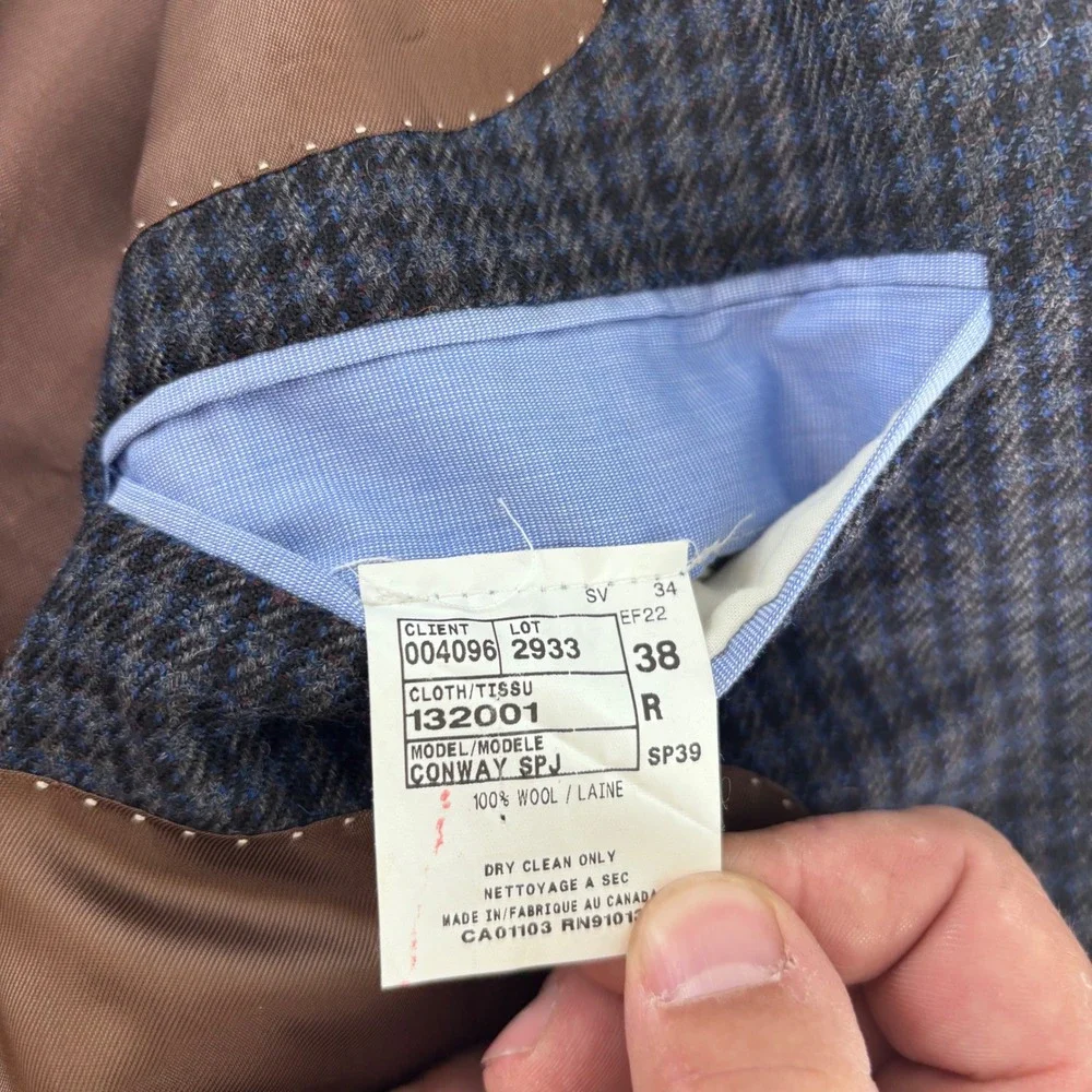 Jack Victor Studio Blazer Mens 38R Blue Wool Houndstooth Sport Coat Canada